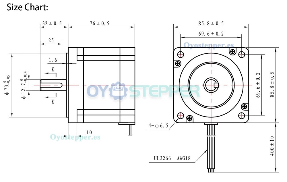CASUN Motor paso a paso NEMA 34 impermeable IP67 4Nm 1,2&deg; 3 fases